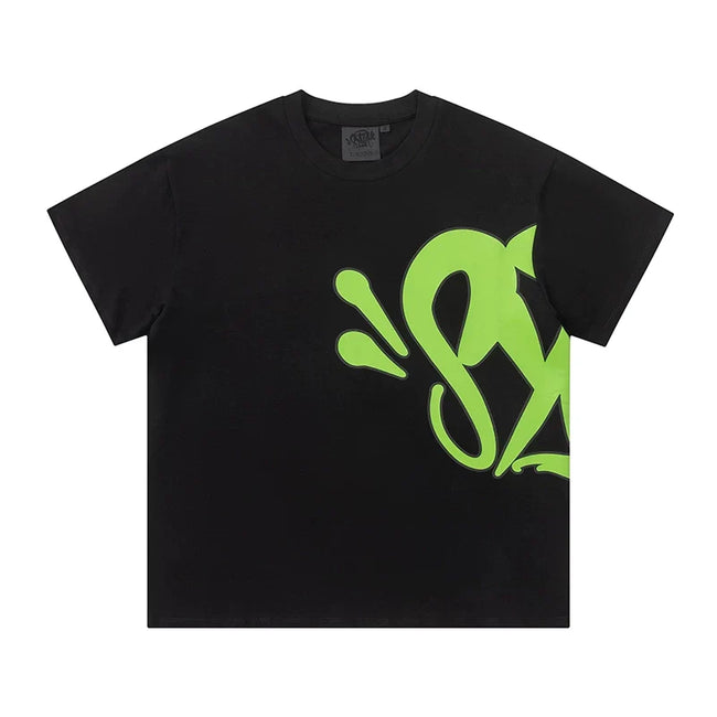 Syna World Urban Streetwear Side-Graphic Tee (Black / Lime Green) Hover Image