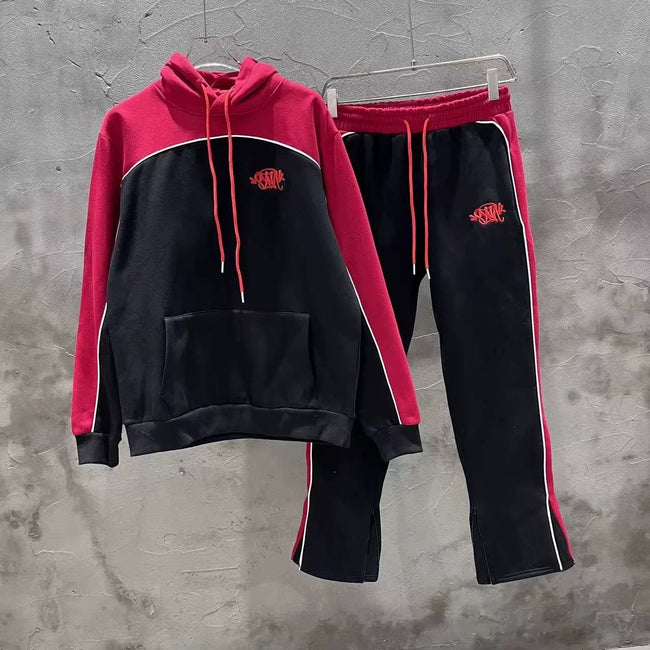 Syna World Fleece Hoodie Tracksuit Set (Red / Black) Hover Image