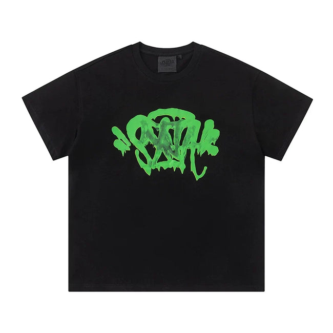Syna World Vintage Oversized Graffiti Tag Graphic Tee (Black / Green) Hover Image