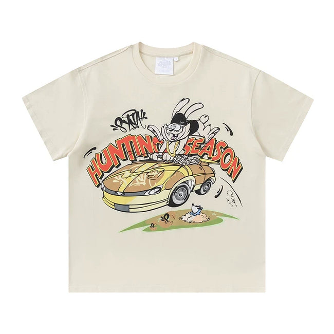 Syna World Hunting Season Cartoon Graphic Oversized Tee (Cream / Off-White) Hover Image