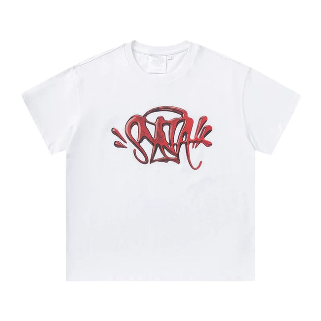 Syna World Vintage Oversized Graffiti Tag Graphic Tee (White / Red) Hover Image