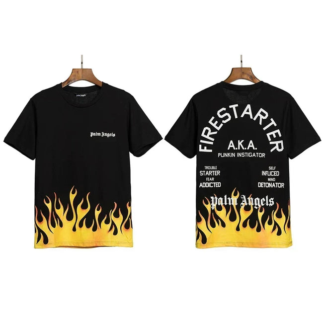 Palm Angels Firestarter Flame Graphic T-Shirt - Black Hover Image