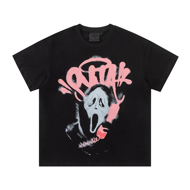 Syna World Scream Ghost Graphic Oversized Tee (Black / Pink / Grey) Hover Image