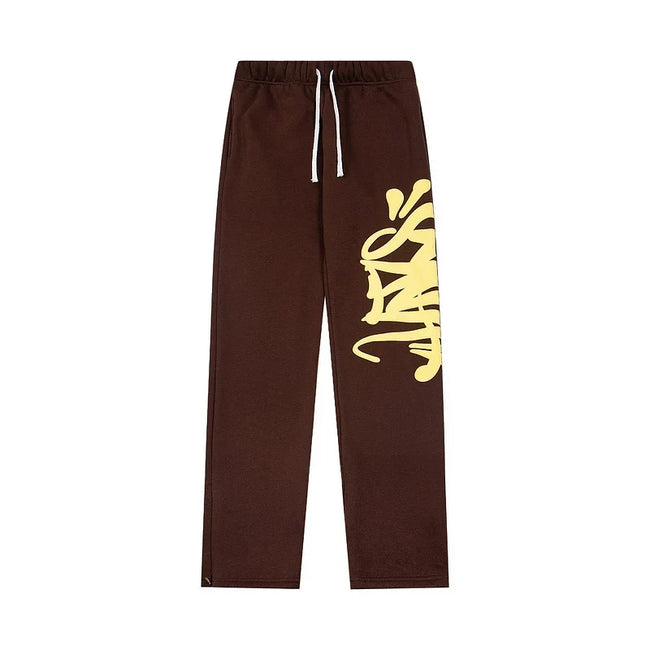 Syna World Vintage Urban Streetwear Graphic Sweatpants (Brown / Yellow) Hover Image