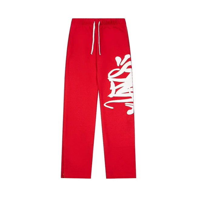 Syna World Heavyweight Hip-Hop Graphic Sweatpants (Red / White) Hover Image