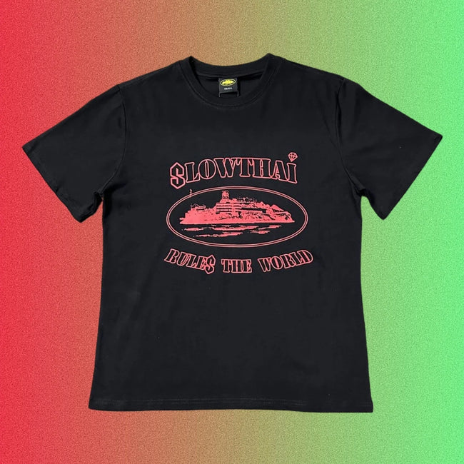 Slowthai Rules The World Vintage Oval Ship Logo Graphic White T-Shirt Main Image