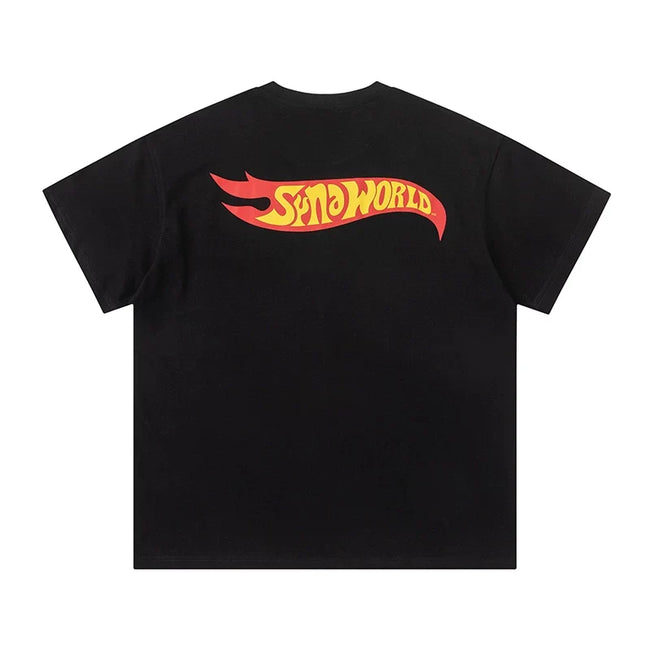 Syna World Hot Wheels Flame Graphic Oversized Tee (Black / Red / Yellow) Hover Image